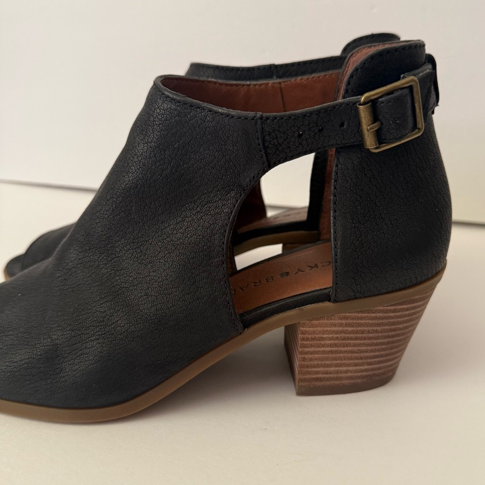 Lucky Brand Barimo Open Toe Leather Bootie Size 8 - Picture 3 of 8